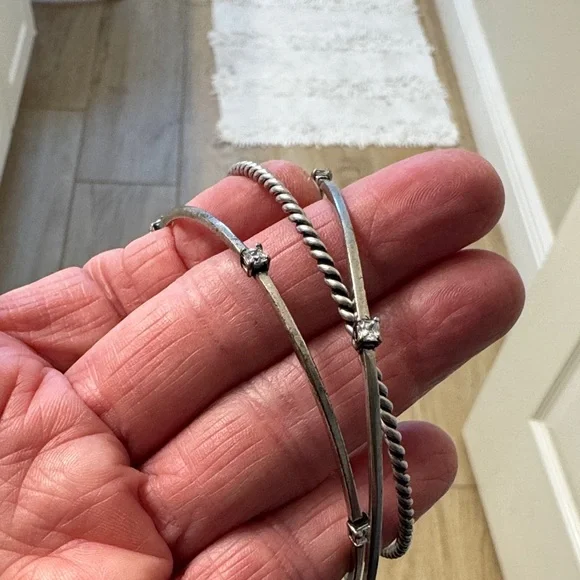 Silver Multi-Style Stackable Bangle Sets - Picture 5 of 10